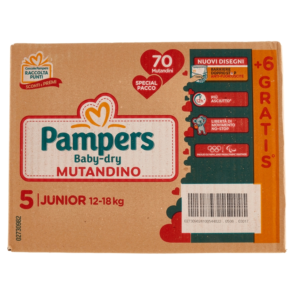 Pampers Baby-dry Mutandino Junior 70 + 6 pz